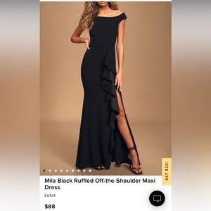 Lulus - Mila NAVY Ruffled Off the Shoulder Maxi Dress - Small